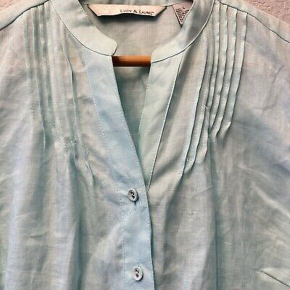 LUCY & LAUREL Linen boho Hippie Dainty Preppy Party Size Large‎ Top - Picture 4 of 11